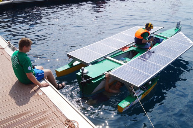 Монако. Лодка на солнечных батареях, изобретённая  в СПбПУ – участник соревнований «Solar 1» 